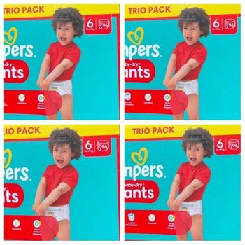 Lot de 384 Couches Pampers Baby Dry Pants 14-19KG Taille 6 Neuf