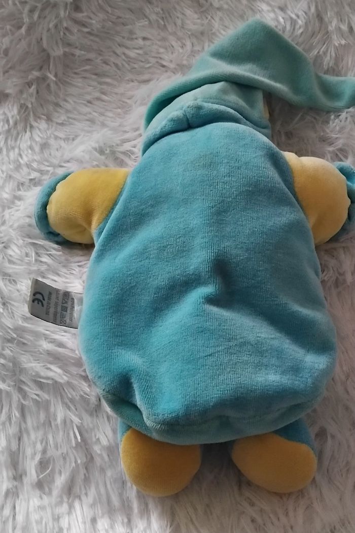 Doudou et compagnie marionnette chat Noe bleu et jaune - photo numéro 2