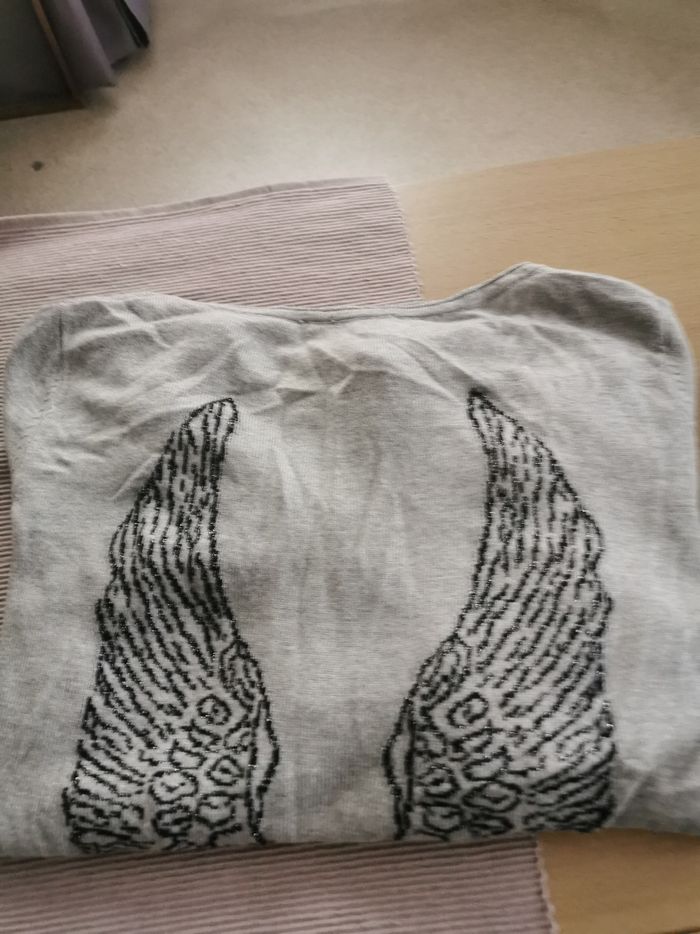 Pull gris ailes anges - photo numéro 2