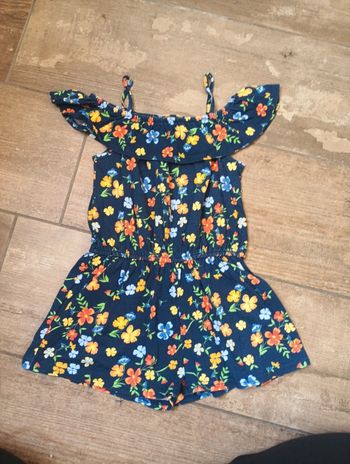 Combishort barboteuse combinaison été Fille 5 ans Fleurs