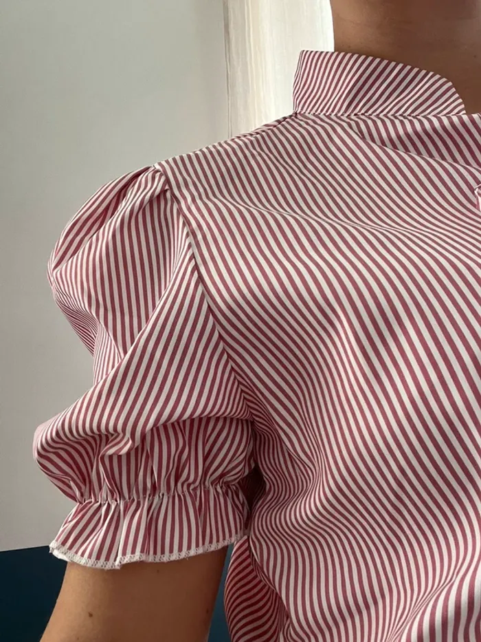 Jolie blouse rayée rose - photo numéro 6