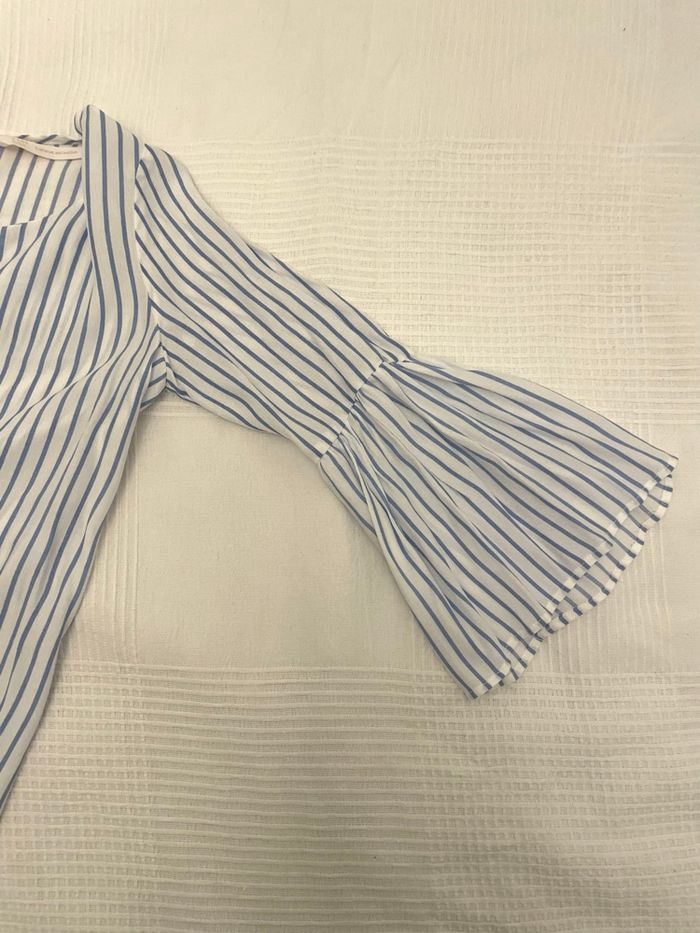 Haut blouse à rayure bleu et blanc Zara - photo numéro 3