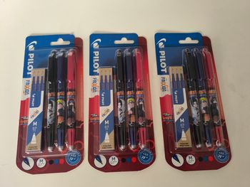 3 Lots de 3 stylos pilot bleu rouge noir +  recharge bleu