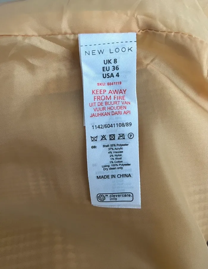 Manteau droit à carreaux jaune et blanc NewLook - photo numéro 5
