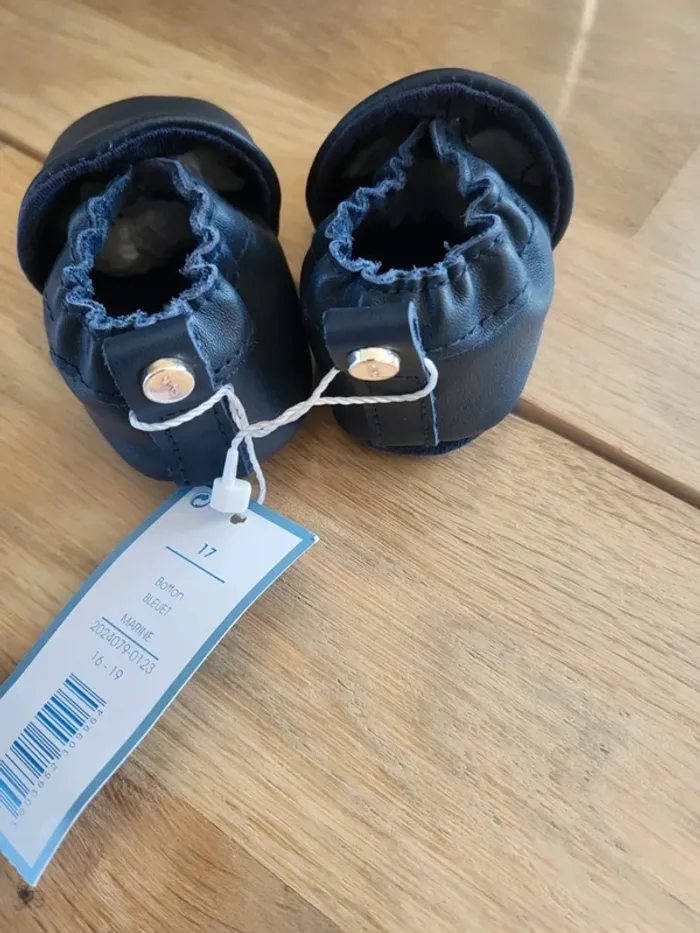 Chaussons semelle souple Jacadi 17 marine en cuir - photo numéro 3