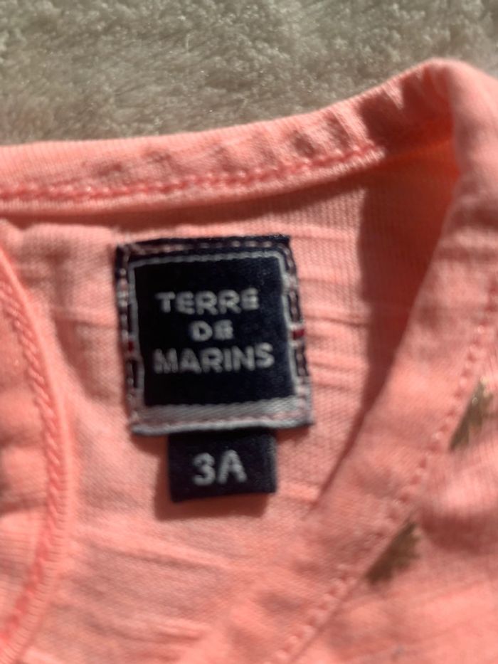 Lot Tee-shirt Terre de Marin et Short Grain de Blé Corail et Bleu 3 Ans - photo numéro 3
