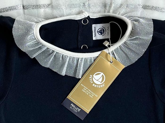 Robe bi-matière en tulle et paillettes collection Noël Petit bateau T-5 ans - photo numéro 5