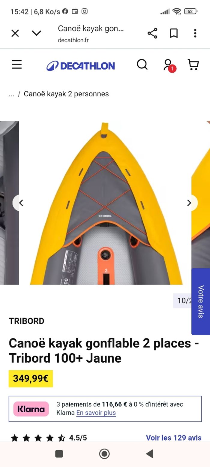 Canoë gonflable Tribord avec accessoires. - photo numéro 2