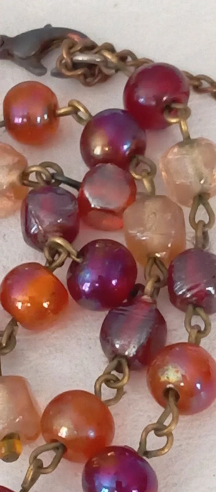 Parure collier bracelet en perles de verre colorées - photo numéro 6