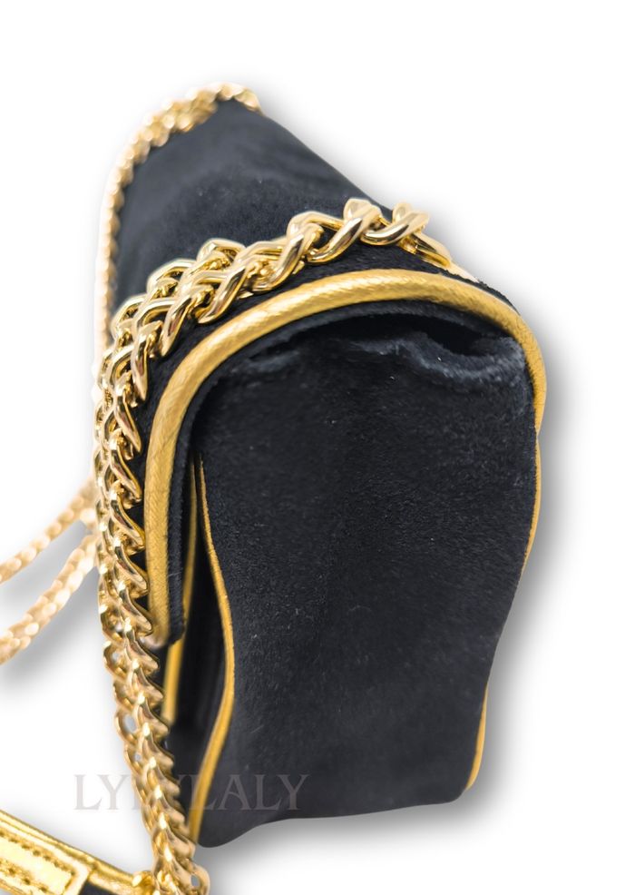 Sac Michael Kors noir et doré en suédine – Chaîne dorée – Élégant et chic - photo numéro 2