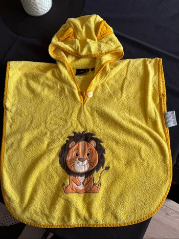 Poncho serviette de bain jaune lion 1-3 ans