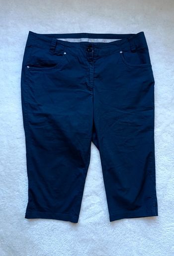 Pantacourt bermuda Poivre Blanc bleu marine M en toile léger printemps été modele déposé Ibiscus