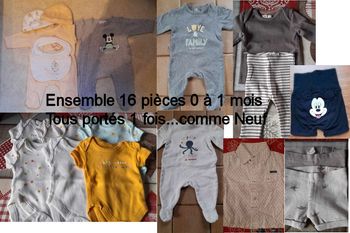 Lot 16 pièces garçon 0 à 1 mois