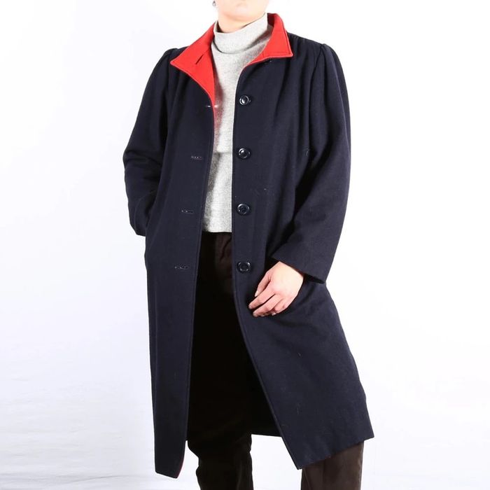 Magnifique manteau vintage en laine marine (#23392)