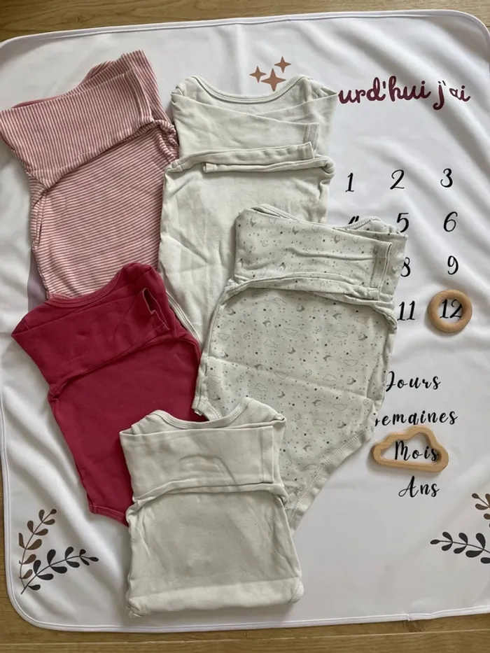 Lot de 5 bodys manches longues – Pat et Ripaton – Taille 12 mois - photo numéro 5