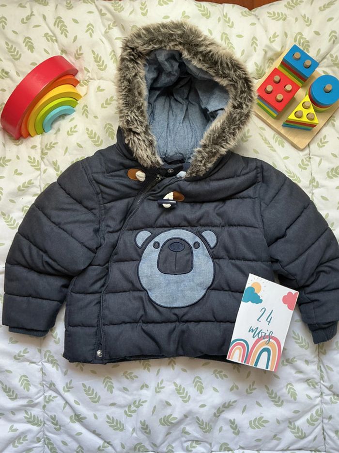 doudoune à capuche avec fourrure doublée polaire marine 23 mois obaibi - photo numéro 2