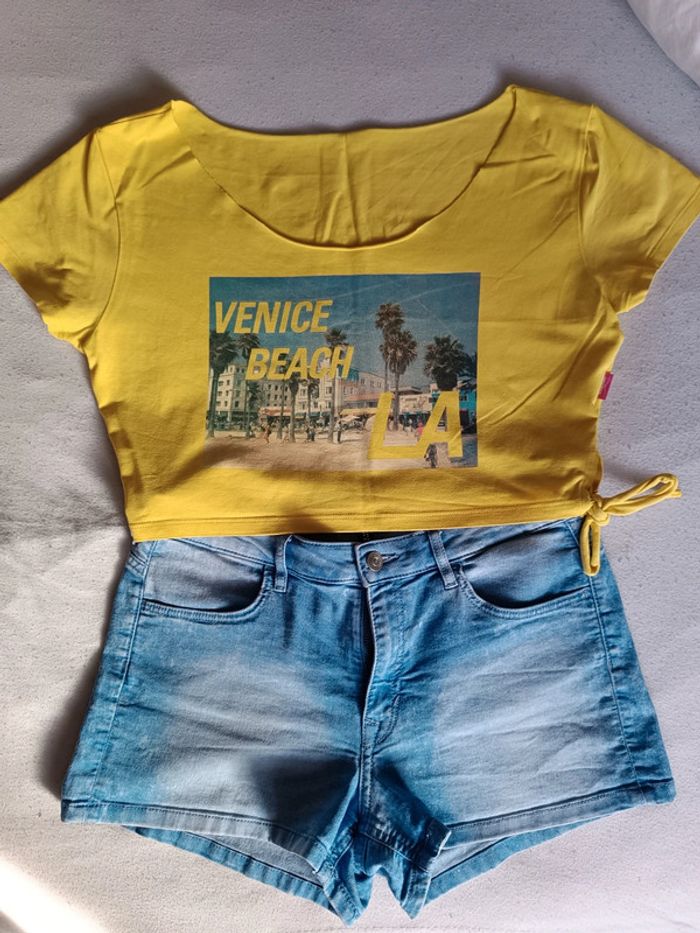 Crop top jaune marque "Venise Beach" - taille L - neuf