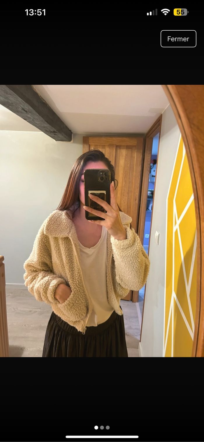 Veste courte beige avec poche - photo numéro 2
