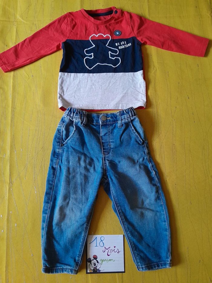 Ensemble Automne 18 mois Jean + Tee shirt manches longues Lulu Castagnette - photo numéro 2