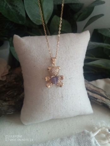 Collier ourson avec cœur en pierre d'améthyste 💜.