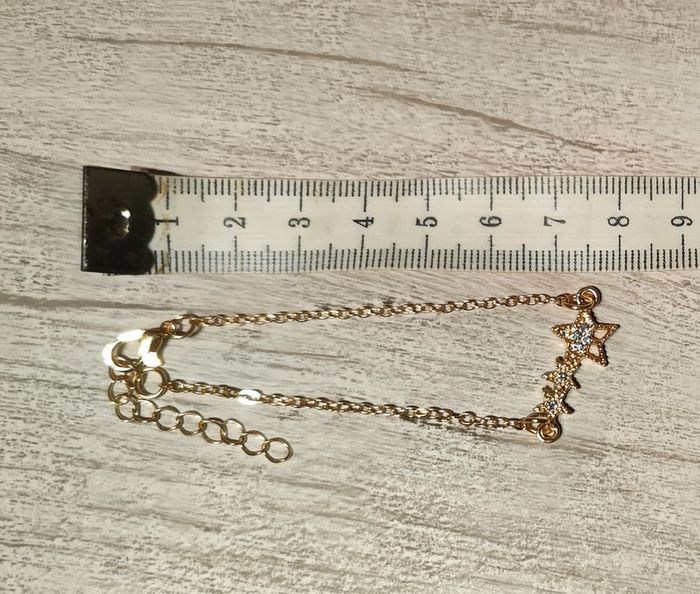 Bracelet doré avec breloque écriture avec zirconiums ajustable - photo numéro 2