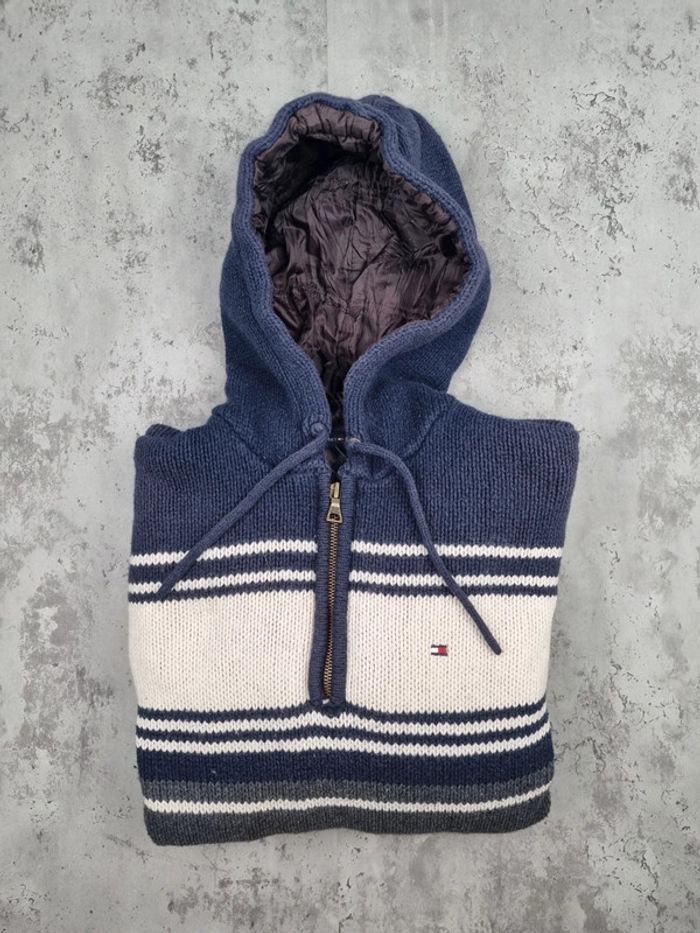 Pull 1/4 zip à capuche Tommy Hilfiger – Taille M Hommes (mesures en photos) - photo numéro 2