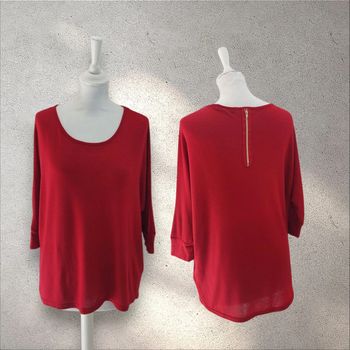 Pull léger été rouge avec zip doré taille XL 42