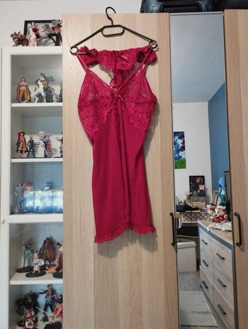Ensemble nuisette + culotte rouge dentelle neuf - Taille XL 42