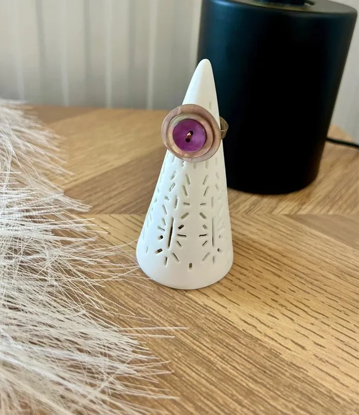 Ravissante bague argenté forme bouton violet taille ajustable - photo numéro 6