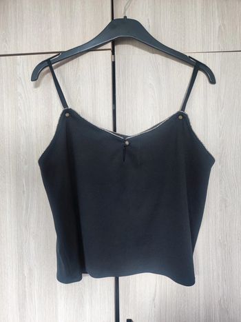 Debardeur croc top noir & doré couture 38