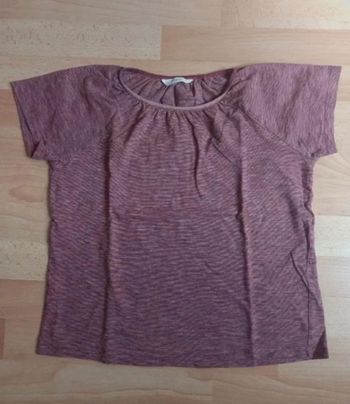T-shirt Mango 9 ans 10 ans moucheté fines rayures violet très peu porté