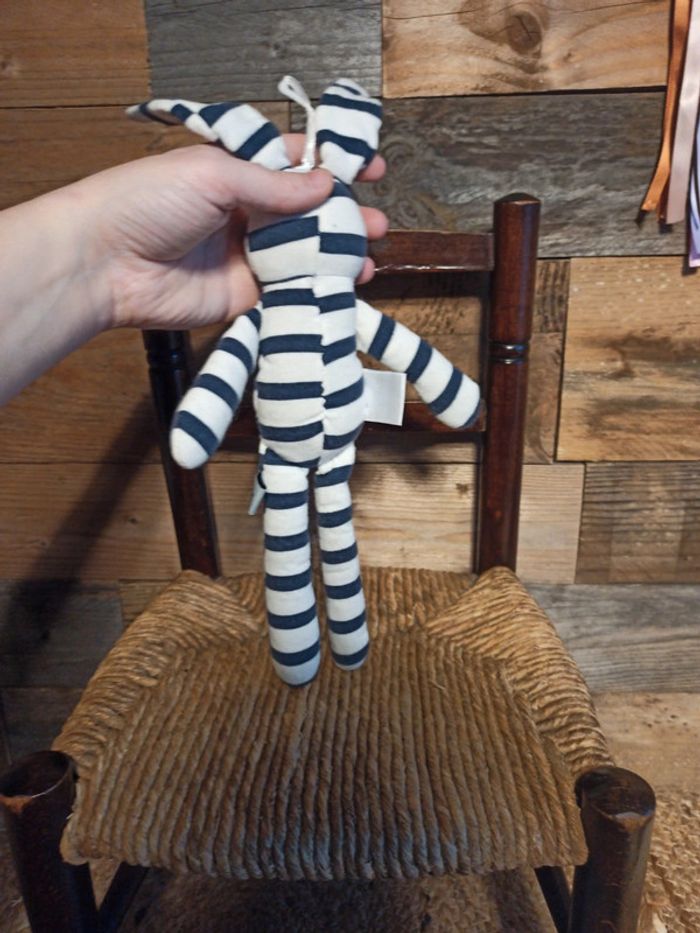 Doudou lapin bleu cadet rousselle tbe - photo numéro 5