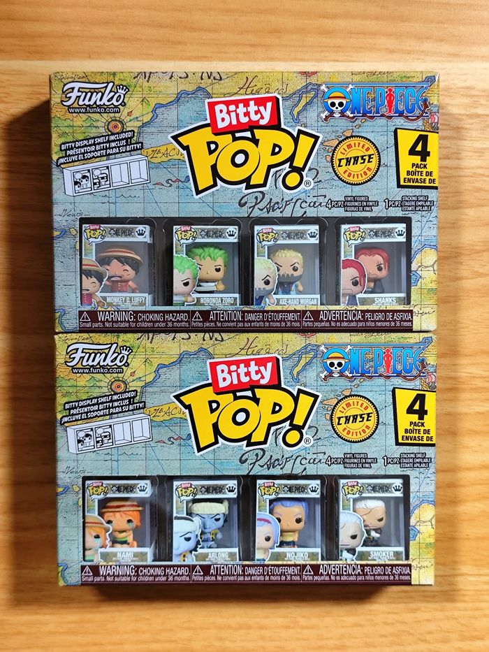 Lot 2 Boîtes X4 Bitty Pop! - One Piece (Luffy, Zoro, Nami, Shanks, Smoker, Arlong)
