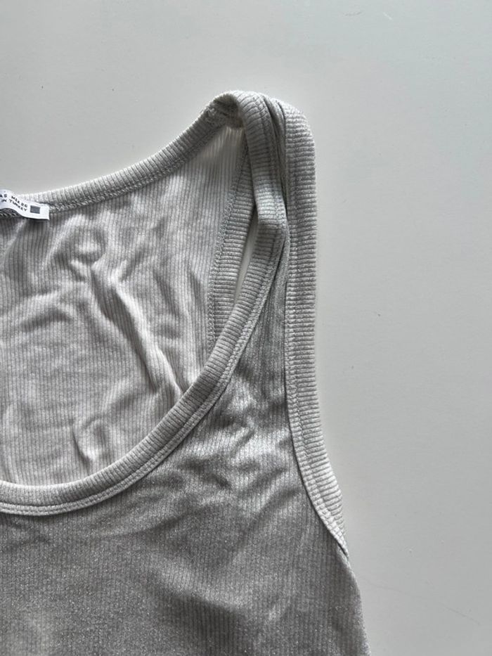 Débardeur Zara blanc irisé argenté - Taille S - photo numéro 3