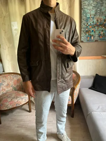 Blouson en cuir véritable vintage old money blazer motard rock