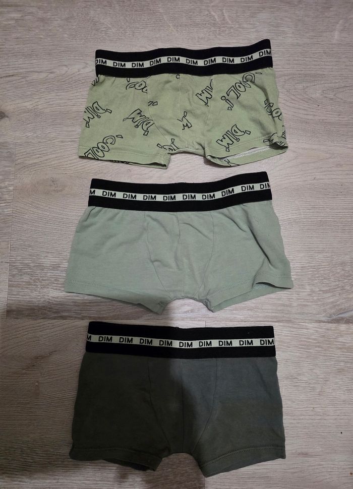 ​Lot de 3 Boxers Caleçons DIM Garçon 6 Ans - Vert Menthe & Anthracite Tres Bonne Etat