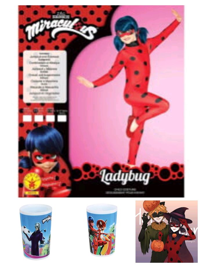 Spécial Halloween déguisement ladybug 3/4 ans et gobelet - photo numéro 2