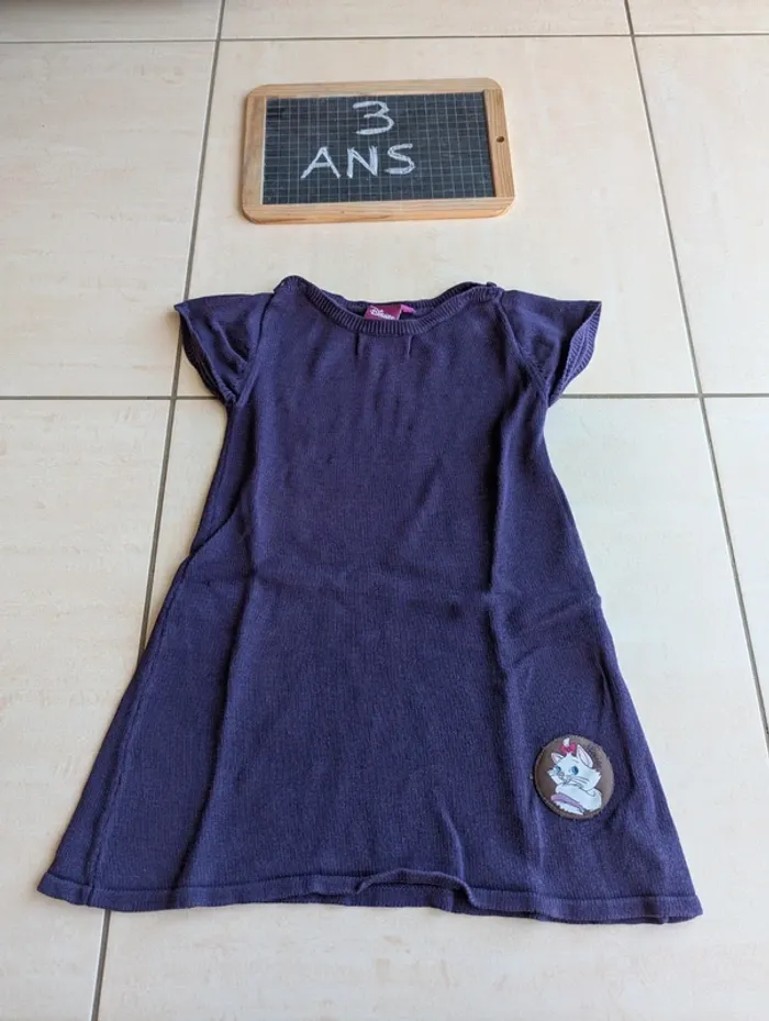 Robe pull chaude violette Aristochats Disney 3 ans