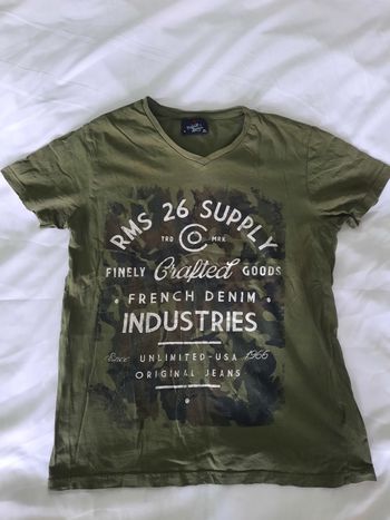 Polo homme col V kaki "French Denim Industries" - Taille S