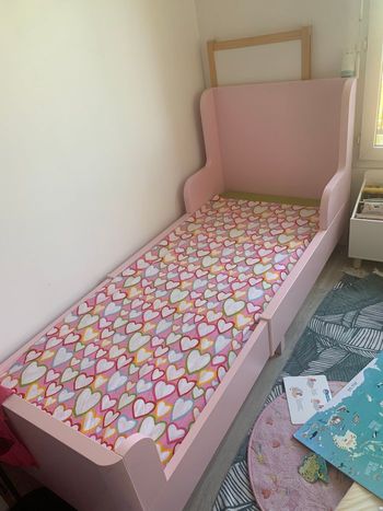 Lit évolution BUSUNGE Lit extensible, rose, 80x200 cm