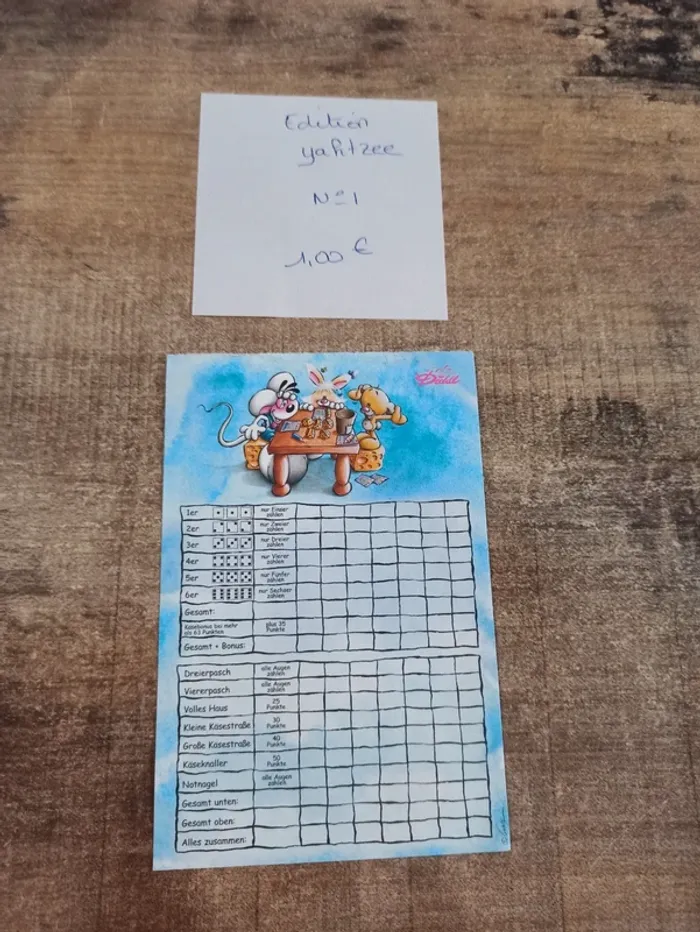 Feuille Diddl feuille de jeu Yahtzee 1 1,00€