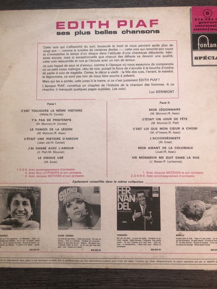 Vinyle 33t Edith Piaf - photo numéro 2