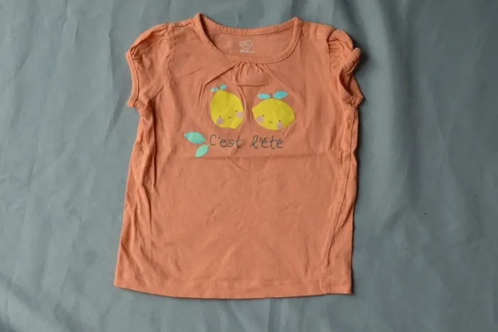 T-shirt Fille Mots d'enfants Orange Citrons 24-36 mois