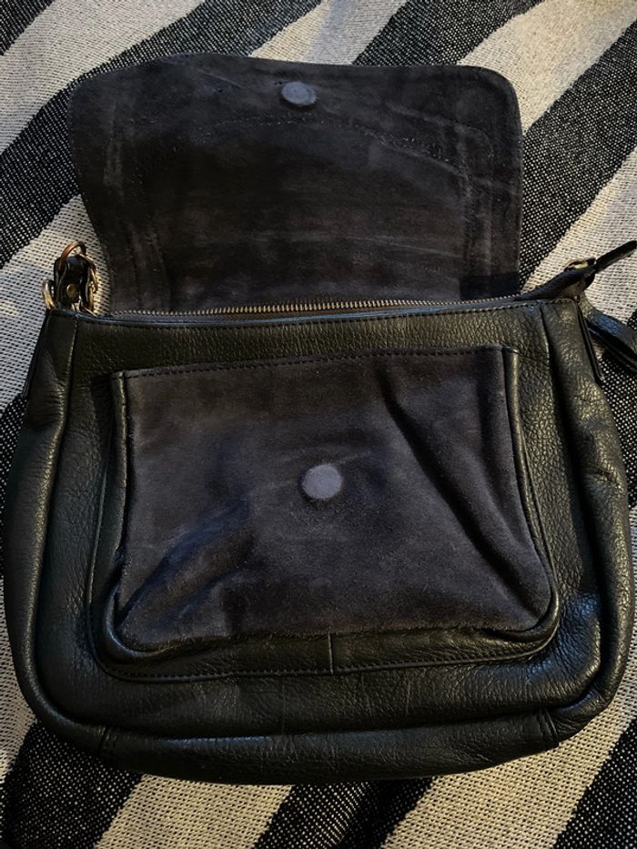 Sac en cuir épaule marine KMJ - photo numéro 3