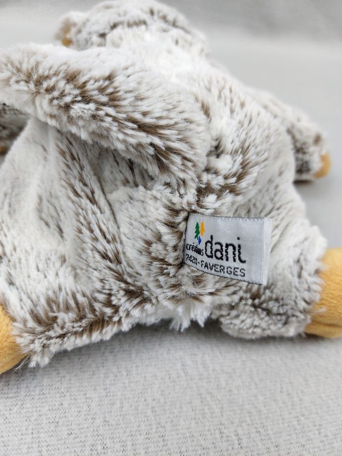 Peluche doudou chat créations DANI marron chiné blanc marron clair rose 23 cm - photo numéro 3