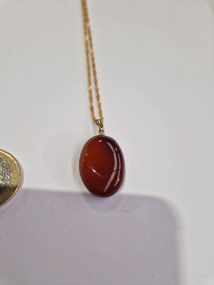 Collier plaque or et onyx orange - photo numéro 2