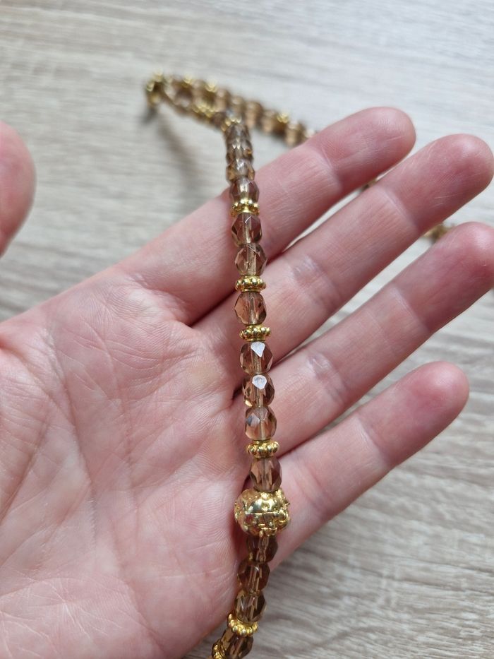 Collier long tons doré et marron - photo numéro 5