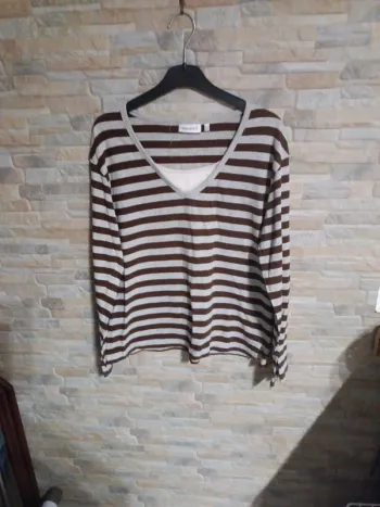 T-shirt rayé marron-gris Yessica L