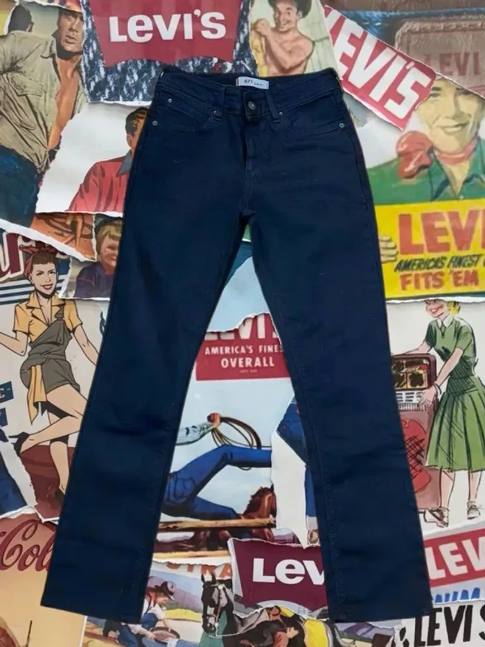 👖🖤 Jean Levi’s 471 slim fit noir neuf 28/30 (36/38) short leg black jeans🖤👖