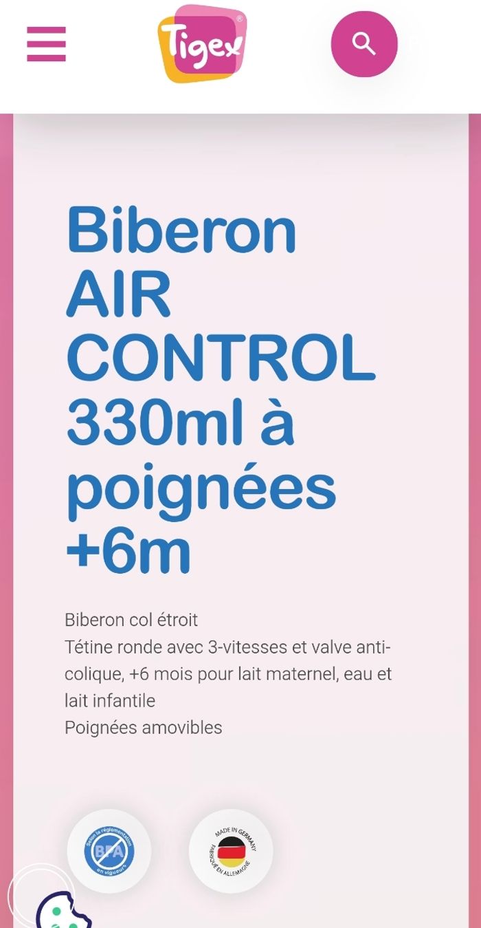 Lot biberons grande contenance tigex air control - photo numéro 10